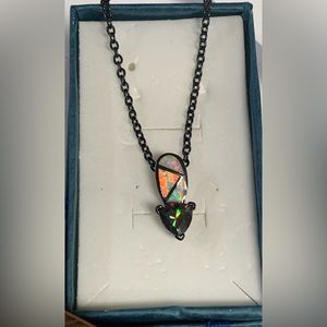 Beautiful opal and rainbow topaz necklace